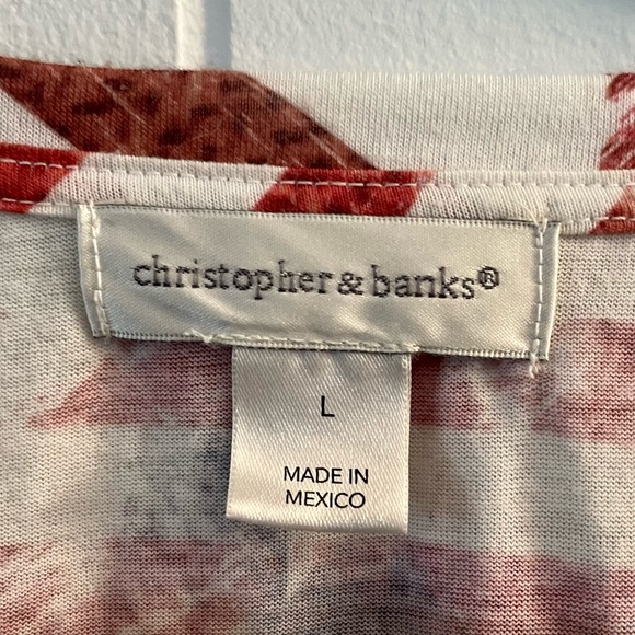 Christopher & Banks Abstract Flag Shirt   Women's Relaxed Size L - Picture 2 of 9